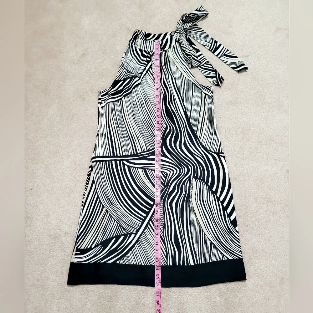 White House Black Market 100% Silk Halter Dress Size 6 Zebra Print Neck Tie - Picture 10 of 13